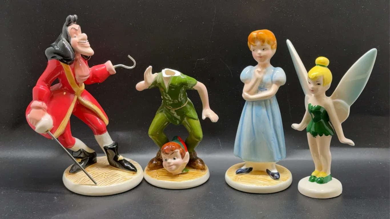 Vintage Walt Disney Made in Japan Peter Pan Ceramic Figurines