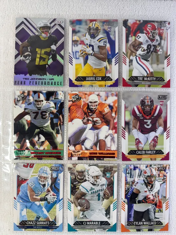College Football Cards in Sleeve