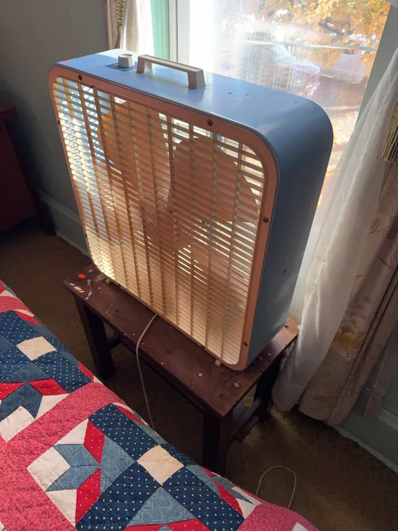Box Fan and Wood Stand