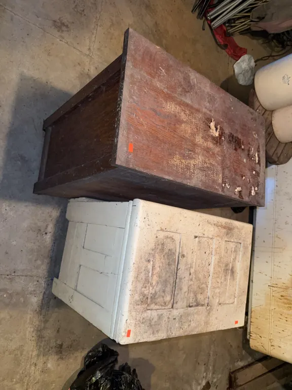 Wood cabinet and ice chest
