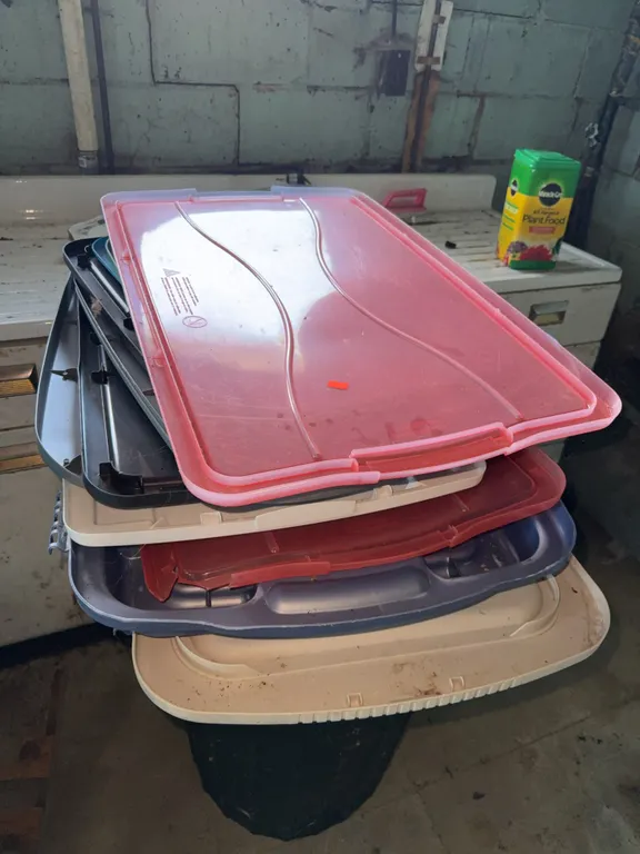 Plastic Tote Lids and Trash cans