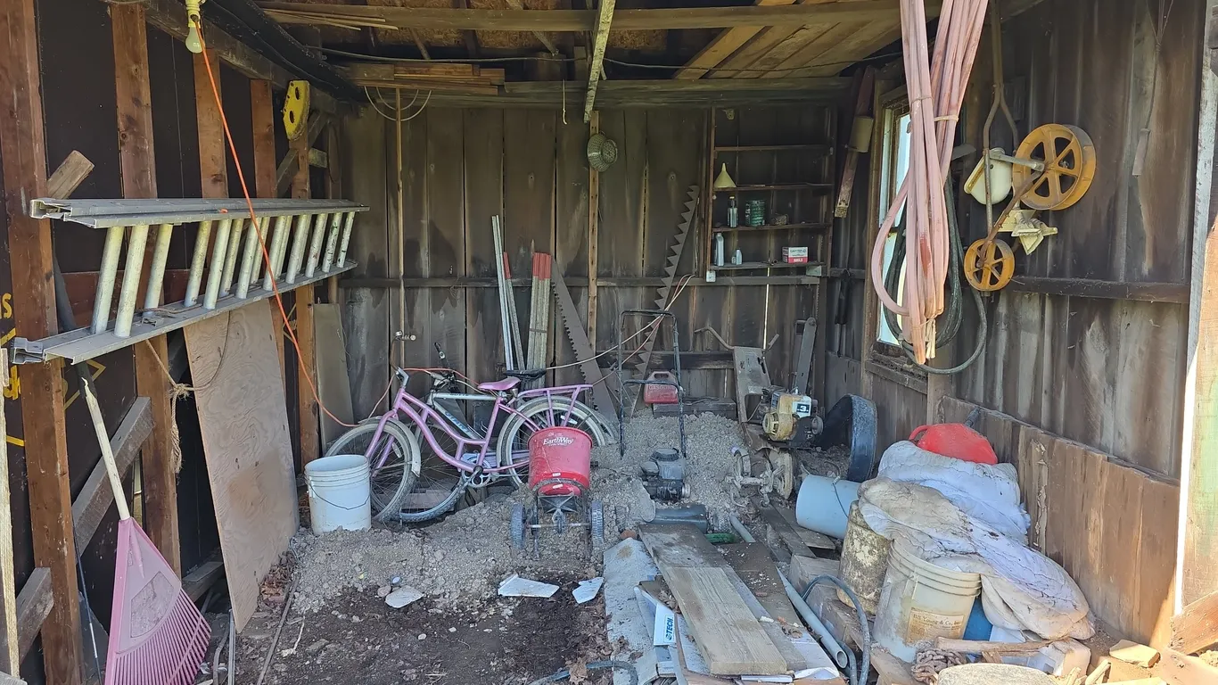Shed cleanout ( ladder, bikes, t posts, hoses & more)
