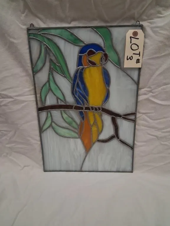 Stained Glass Parrot Panel