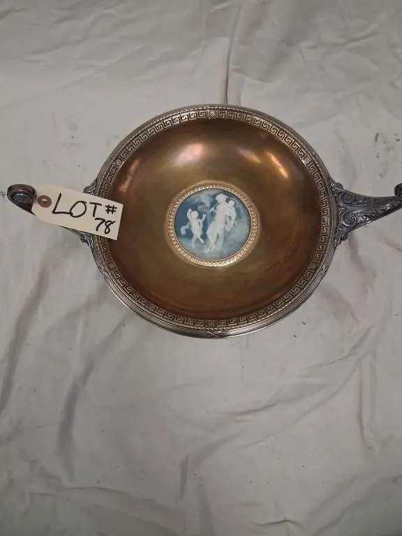 Two-Handled Classical-Style Metal Bowl with Figura
