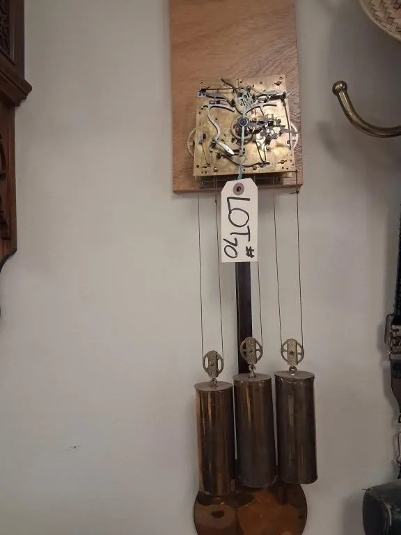 Weight-Driven Clock Movement with Three Brass Cyli