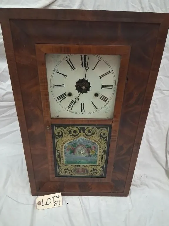 Wood Wall Clock with Decorative Lower Panel