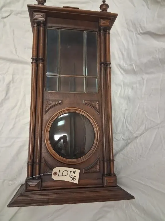 Ornate Wood Wall Clock with Pendulum and Detached