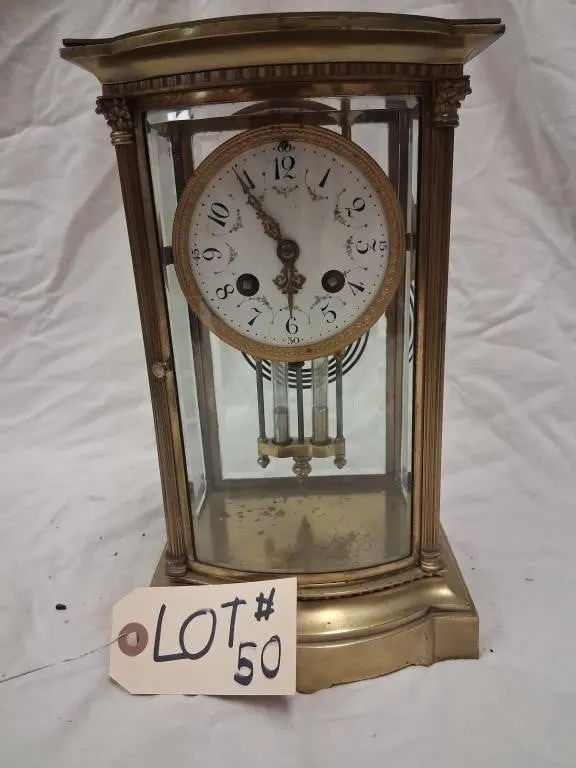 Tiffany & Co.-Marked French Brass Four-Glass Mante