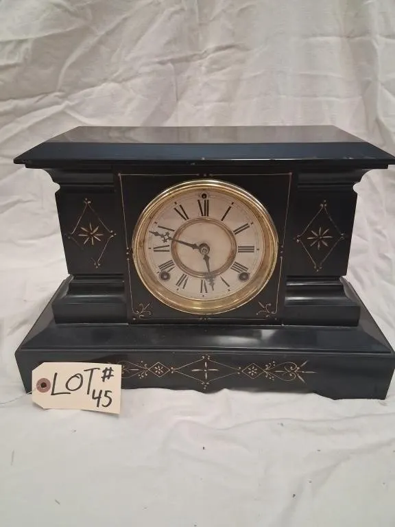 Ansonia Black Mechanical Mantel Clock