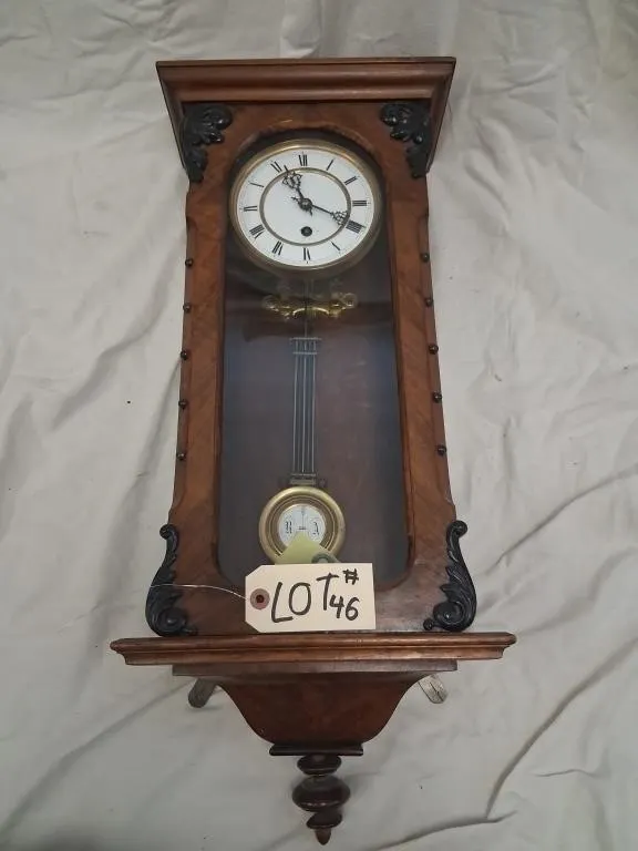 Wood Wall Clock with Secondary Circular Instrument