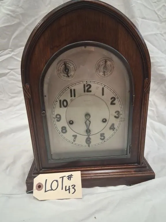 Ansonia Wood Mantel Clock with Chime Selectors