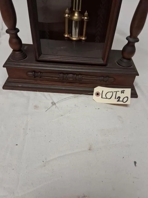 Wood Column Mantel Clock with Brass Pendulum Assem