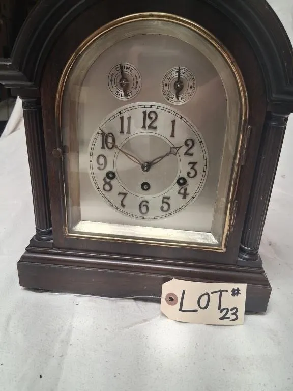 Dark Wood Mechanical Mantel Clock with German-Mark