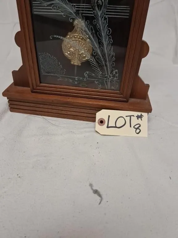 Carved Wood Gingerbread-Style Wall Clock with Etch