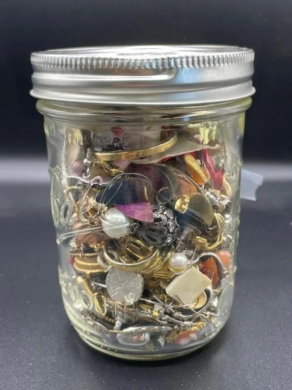 Jar of Assorted Vintage Jewelry