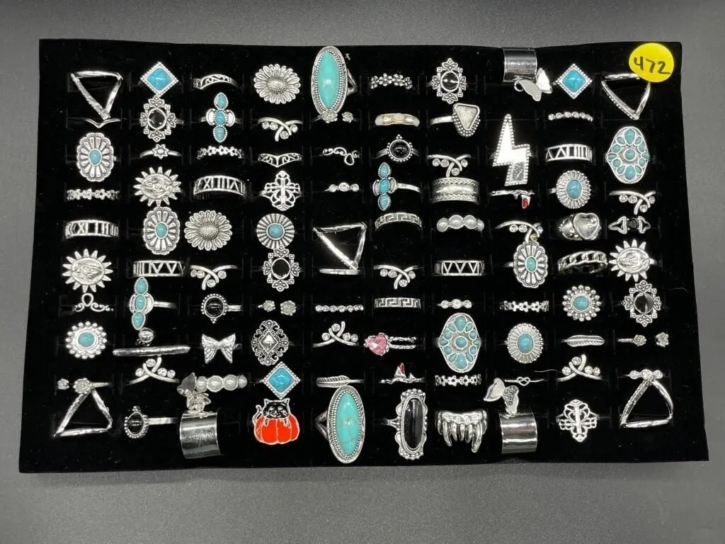 Tray of Silver Toned Rings
