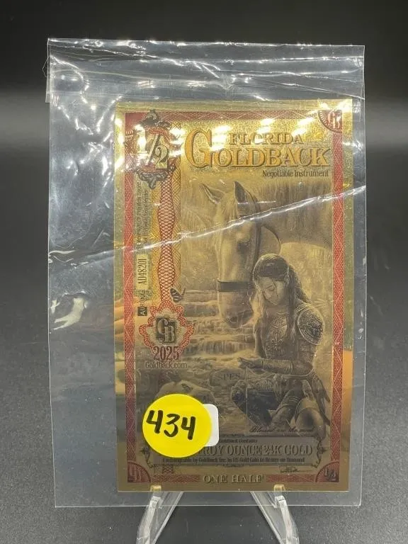 1/2 FLORIDA GOLDBACK 24K GOLD 2025