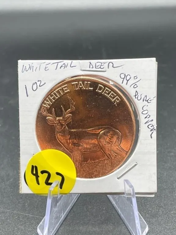 WHITE TAIL DEER .999 PURE COPPER 1OZ