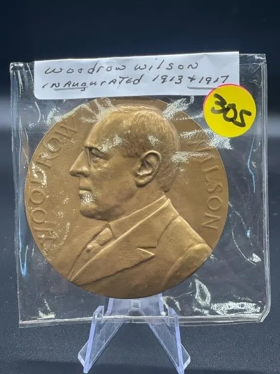 Large Coin Woodrow Wilson Inaugurated 1913 & 1917