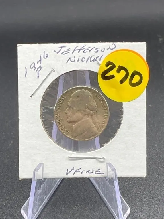 1946-P Jefferson Nickel V fine