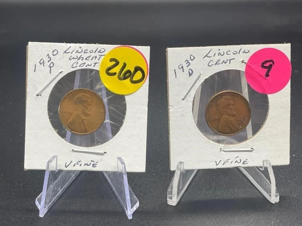 2 - Lincoln Wheat Pennies 1930 P&D Very Fine