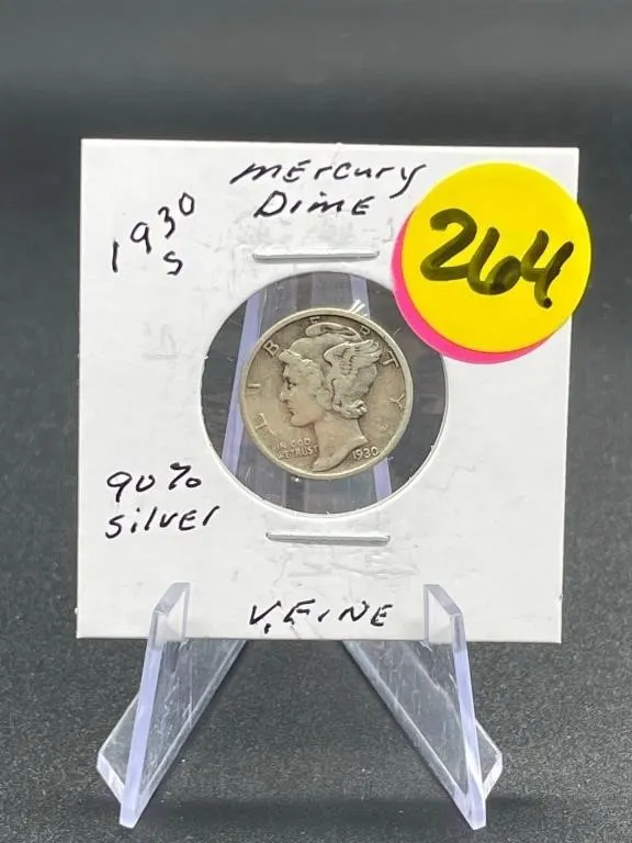 1930-S 90% Silver Mercury Dime Very Fine