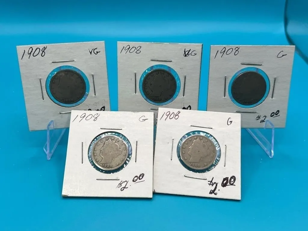 5 - 1908 V Nickels