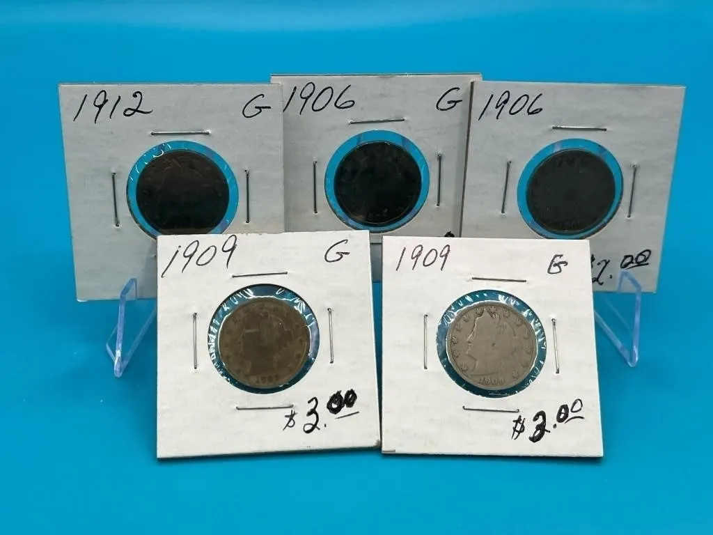 2 - 1906 2 - 1909 & 1 - 1912 V Nickels