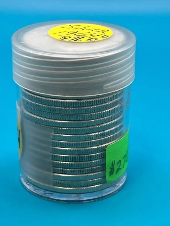 Tube of 90% Silver 1964 Kennedy Half Dollar Coins