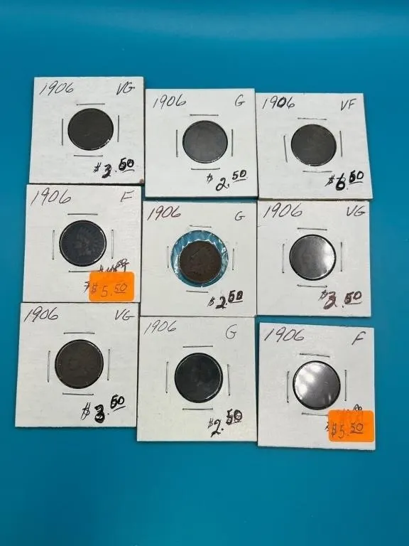 9 - 1906 Indian Head Cents
