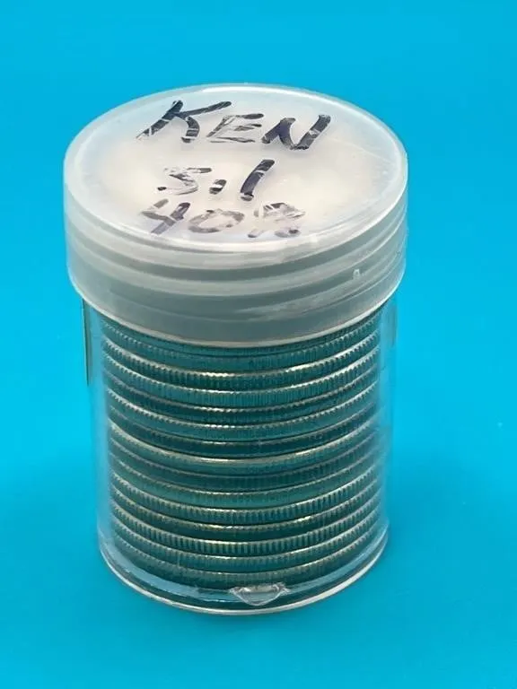 Tube of 40% Silver Kennedy Half Dollar Coins