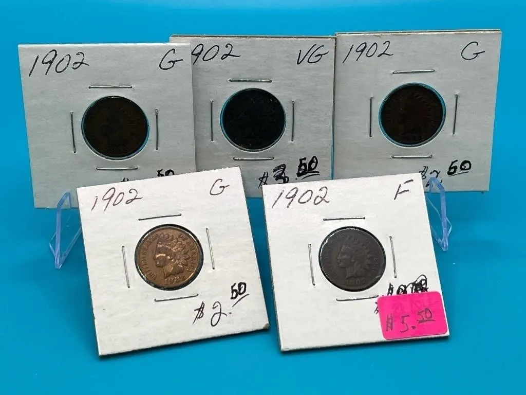 5 - 1902 Indian Head Cents