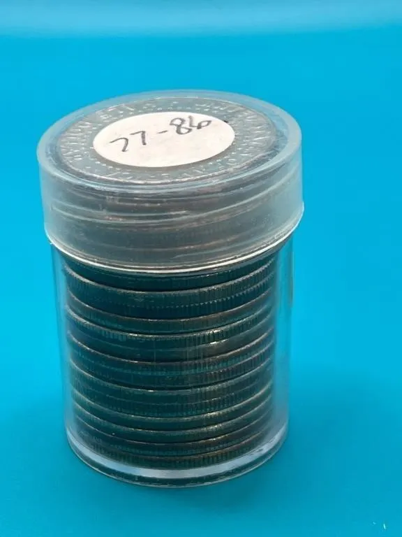 Tube of 1977-1986 Kennedy Half Dollar Coins