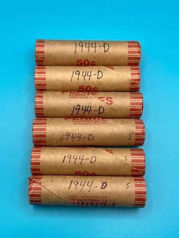 6 Rolls - 1944D Lincoln Wheat Cents