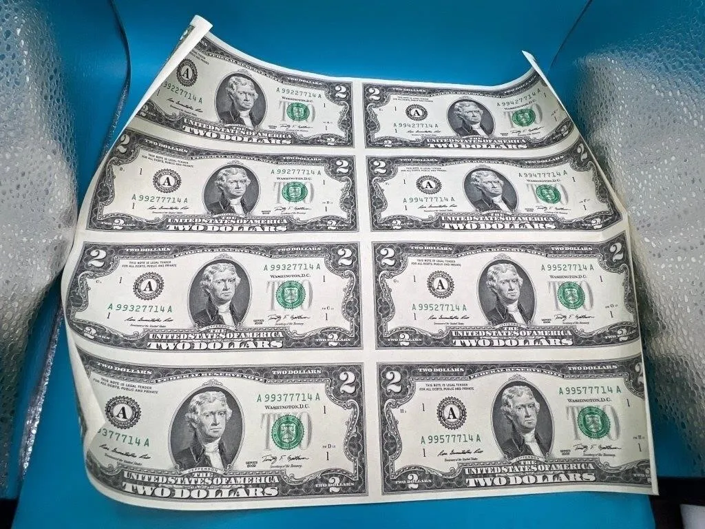 8 - Uncut $2 Currency