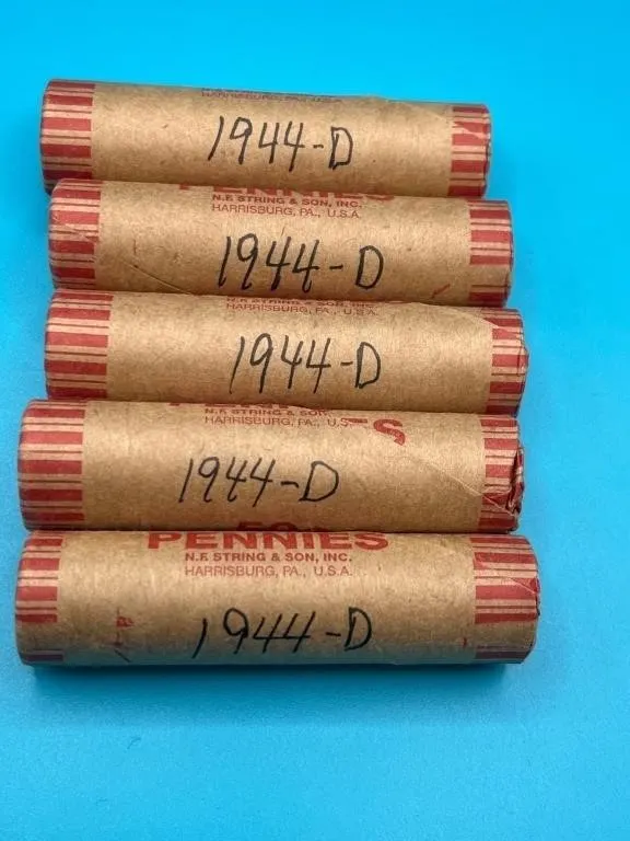 5 Rolls - 1944D Wheat Cents