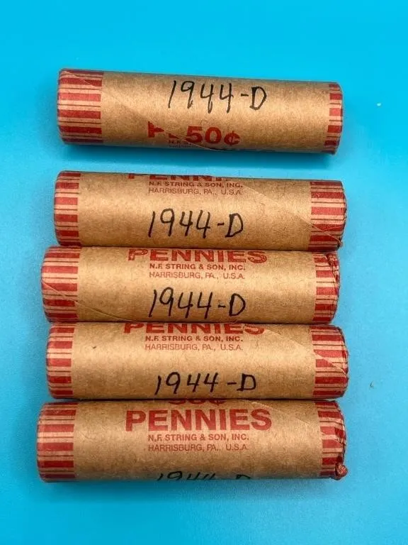 5 Rolls - 1944D Wheat Cents