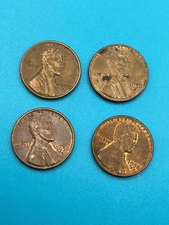 4 - 1958D Lincoln Wheat Cents