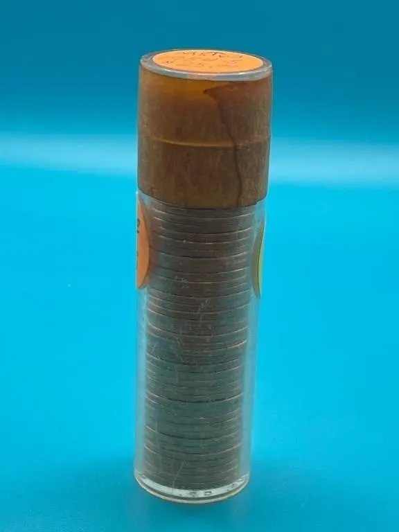 Tube of 1954S Lincoln Wheat Cents - Marked as