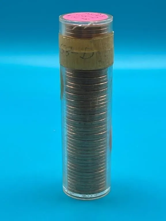 Tube of 1958D Lincoln Wheat Cents - Marked as