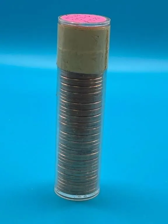 Tube of 1957D Lincoln Wheat Cents - Marked as