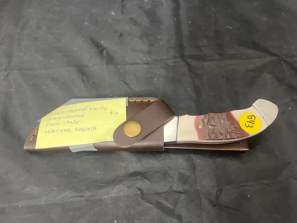 Fixed Blade Knife - Bone Handle Full Tang &