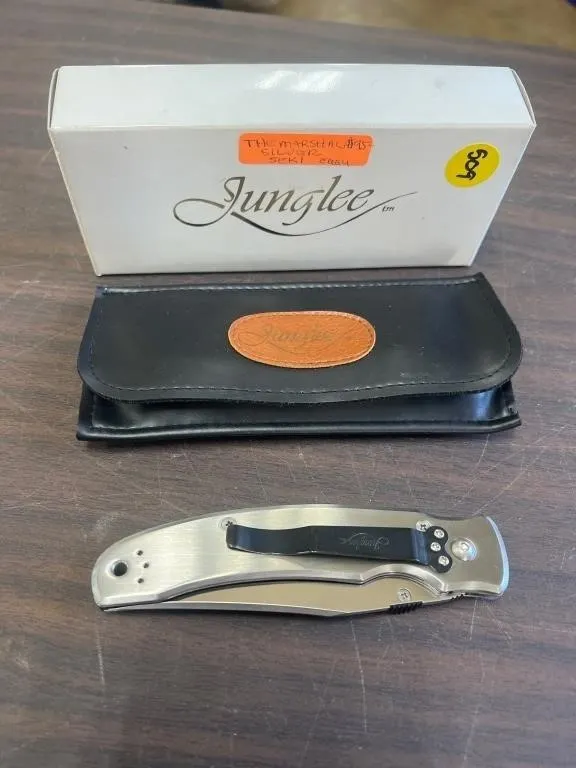 Junglee Marshall Folding Knife w/Leather Pouch