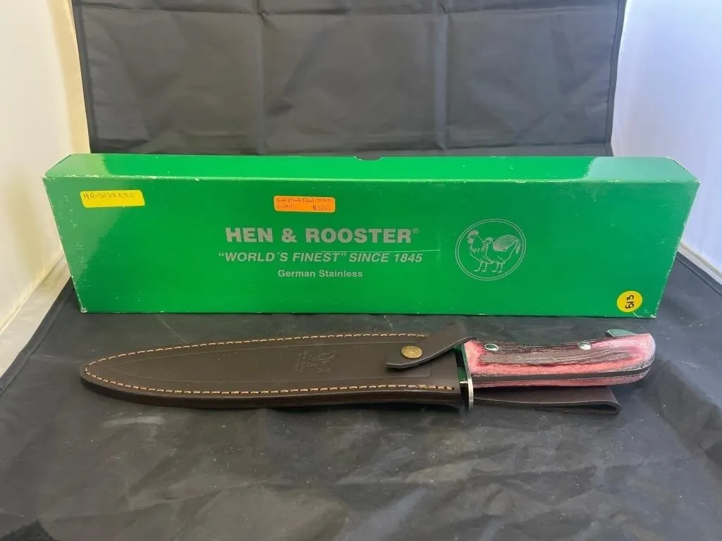 Hen & Rooster Fixed Blade Knife w/Leather Sheath
