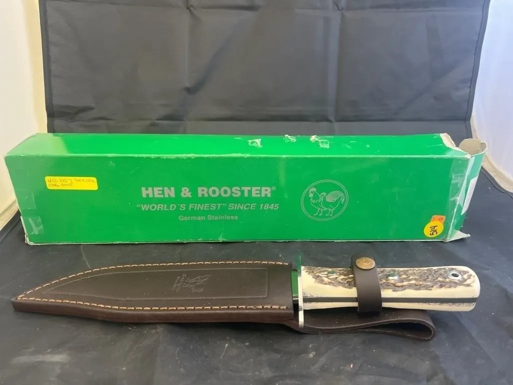 Hen & Rooster Fixed Blade Knife w/Leather Sheath