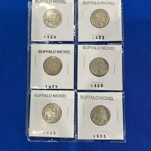 Set of 6 Vintage Buffalo Nickel Coins