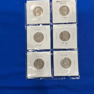 Set of 6 Vintage Jefferson Nickels (1940-1954)