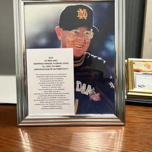 Framed Signed Lou Holtz Notre Dame Photograph
