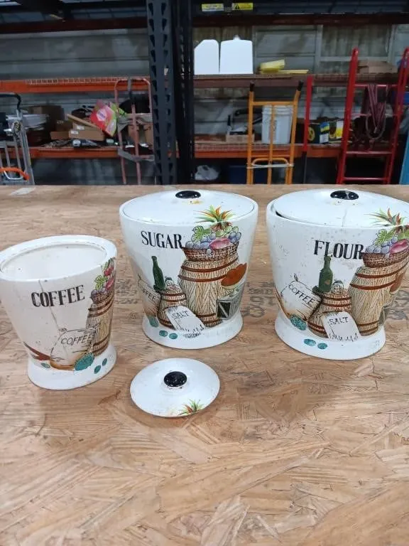Vintage Nasco Del Coronado pattern canisters,