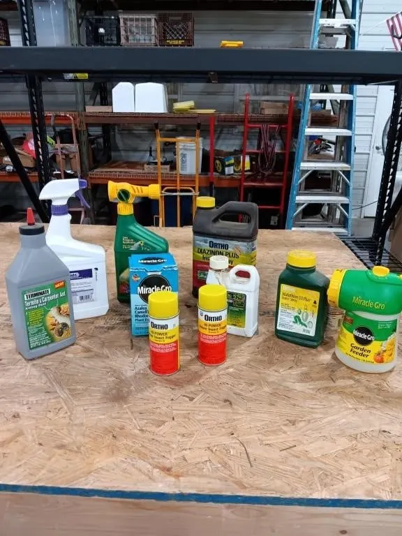 Garden & home insect spray, miracle gro, and